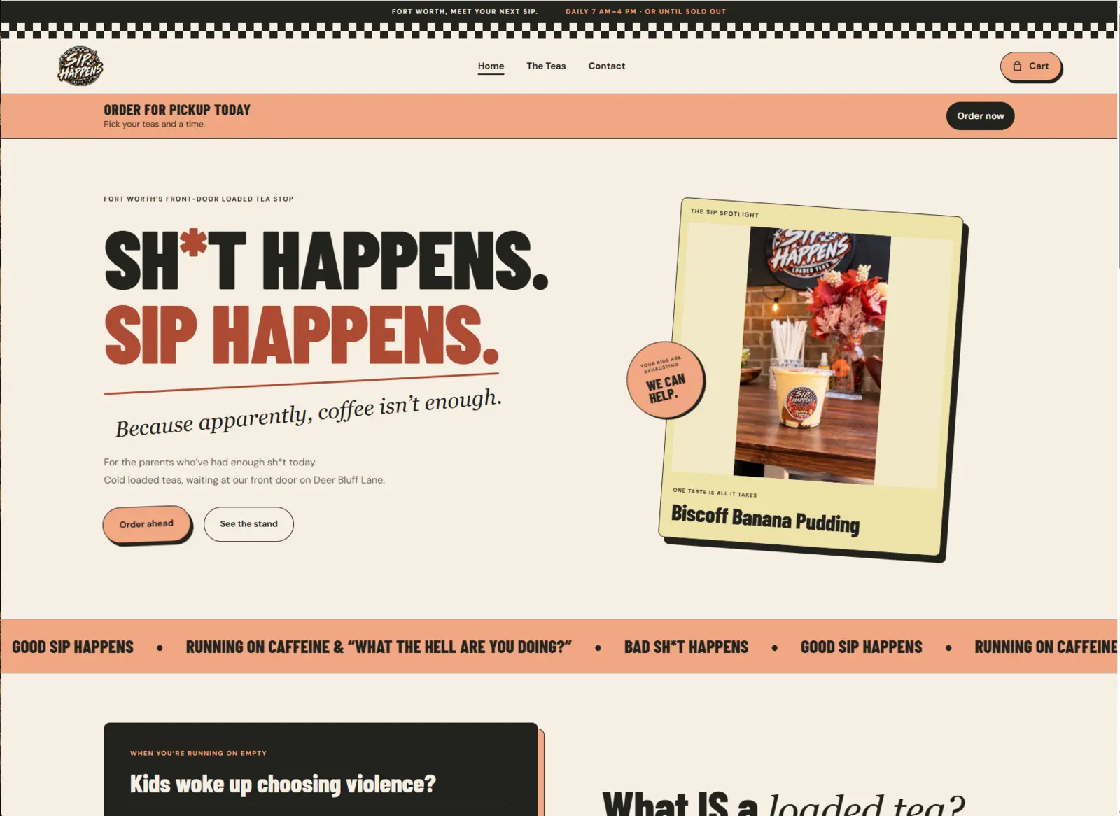 The Sip Happens home page